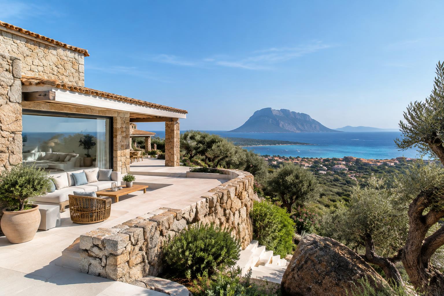 Villa in pietra con terrazza vista mare a Loiri Porto San Paolo